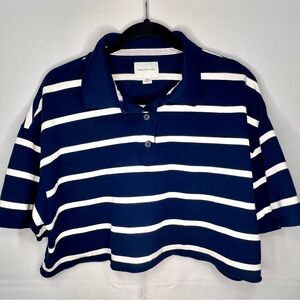 Women's American Eagle Striped Blue‎ And White Crop Top-Medium